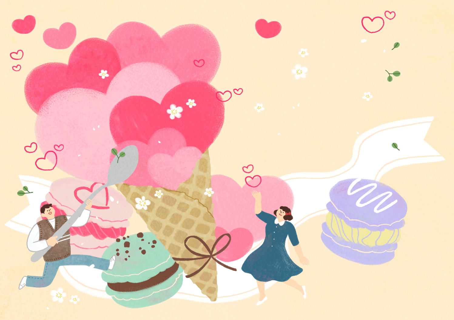 12款情人节七夕情侣手绘插画海报传单设计PSD素材 Valentines Day Couple Hand Drawn Illustration插图3