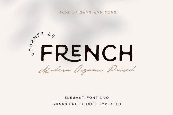 现代优雅标题品牌徽标Logo设计无衬线手写英文字体素材 Le French – Organic Paired Duo