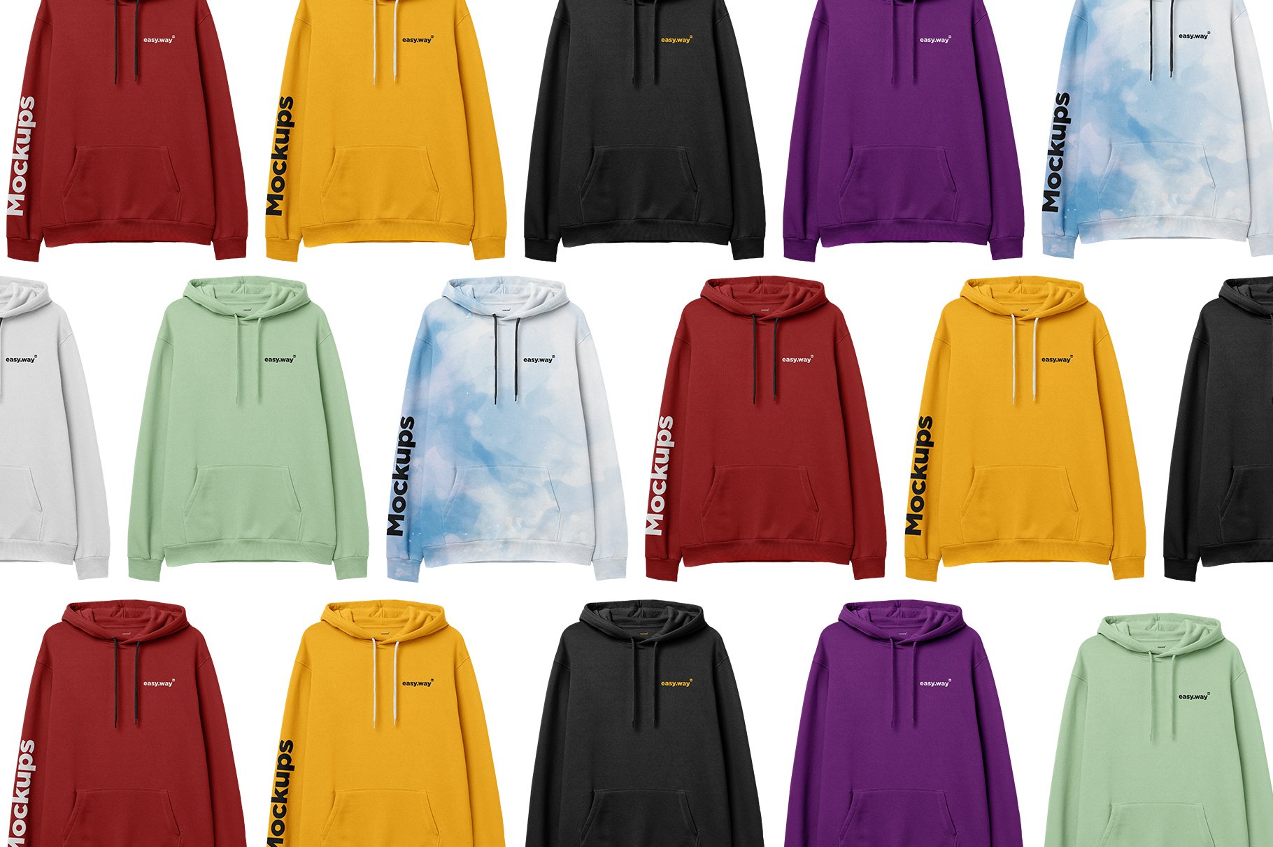 簡約連衣帽衛衣印花圖案設計展示樣機psd模板 hooded sweatshirt psd 