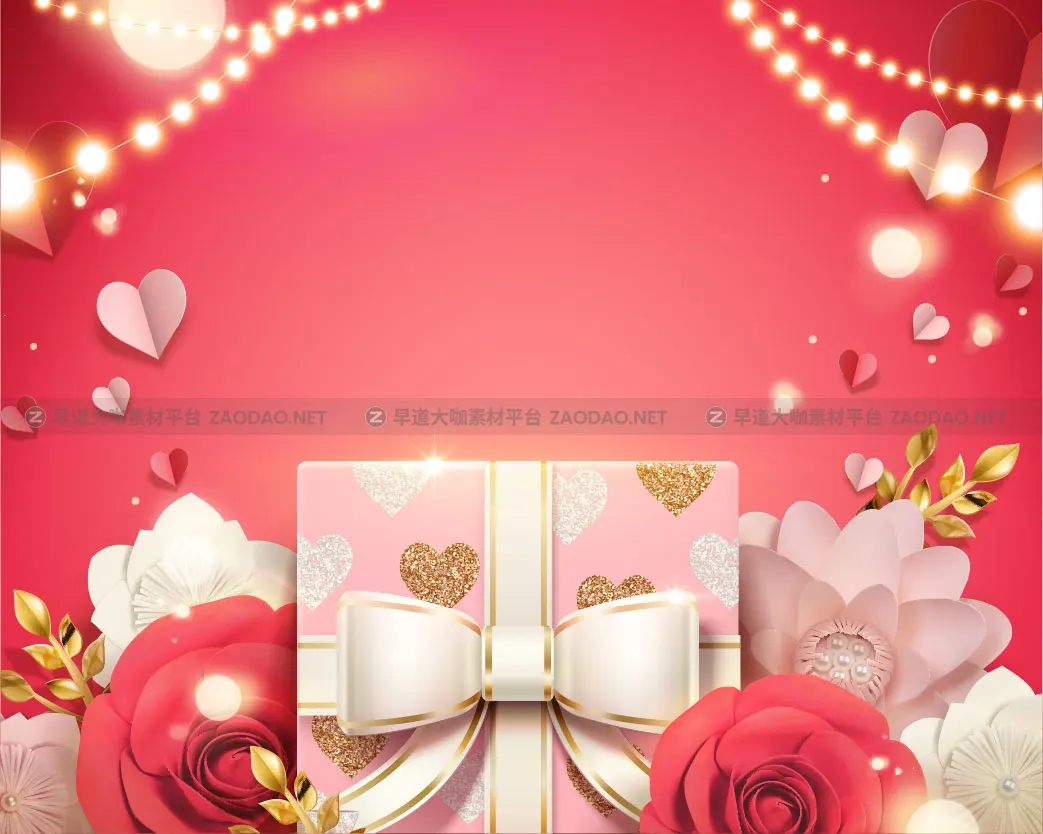 8款情人节七夕节主题心形爱心促销海报设计EPS矢量模板素材 Valentines Day Heart Promotion Poster插图5