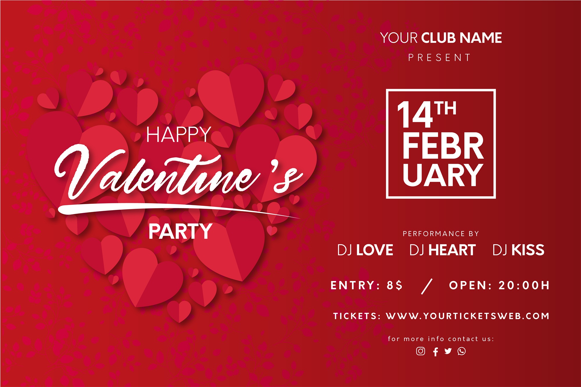 16款情人节七夕节爱心心形公益慈善传单海报设计ai矢量素材valentines