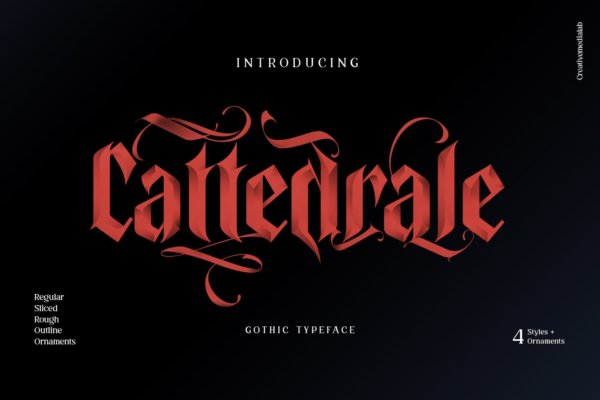 复古哥特式品牌包装标题Logo装饰英文字体设计素材 Cattedrale – Gothic Blackletter