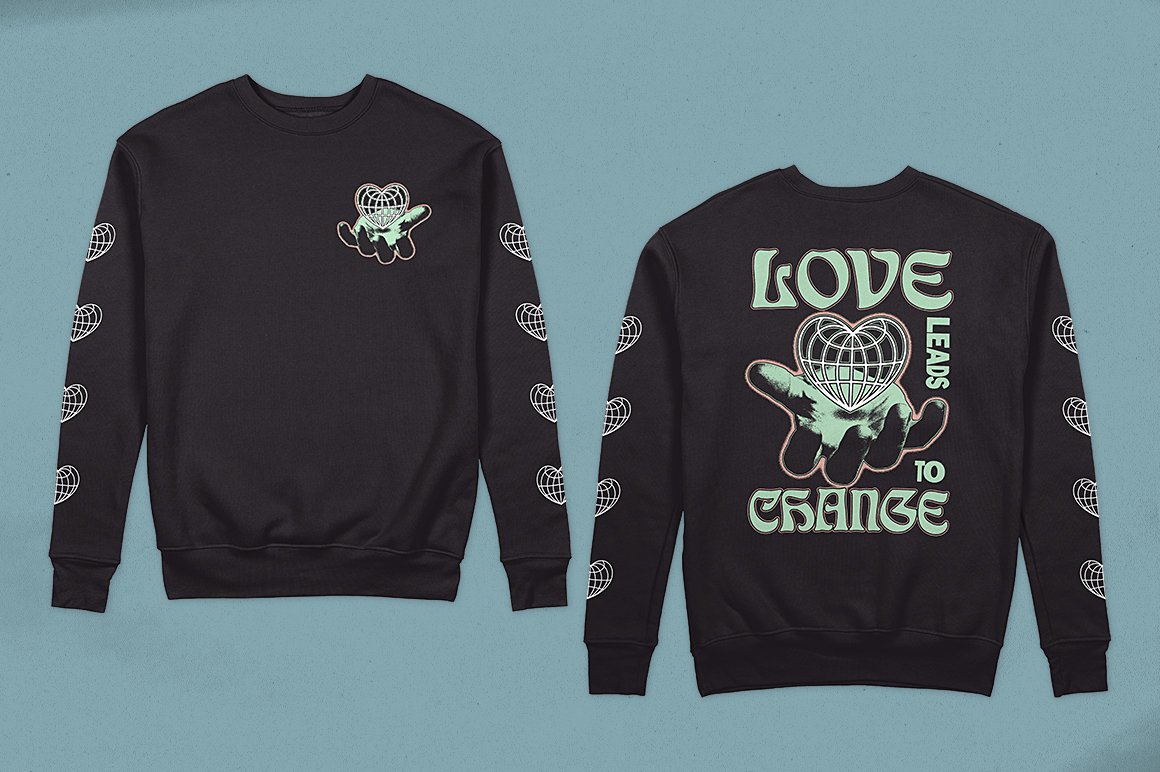 圆领运动衫卫衣印花图案设计贴图样机 Crewneck Sweatshirt Mockup插图2