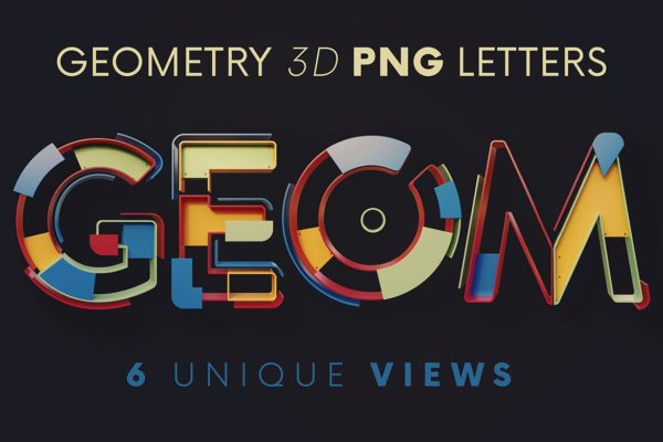 逼真未来派3D渲染字母数字PNG透明背景图片设计素材 Geometry – 3D Lettering