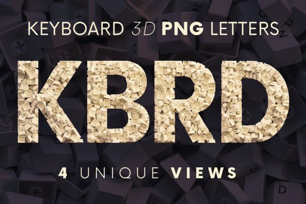 逼真高清未来派3D渲染字母数字海报设计PNG背景图片素材 Keyboard – 3D Lettering