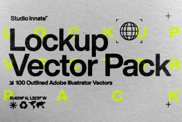 100款潮流贴纸徽标Logo指示图标图形AI矢量设计素材 Studio Innate – Lockup Vector Pack