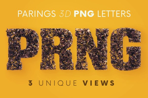 逼真高清金属碎屑3D字母海波设计PNG透明图片素材 Parings – 3D Lettering