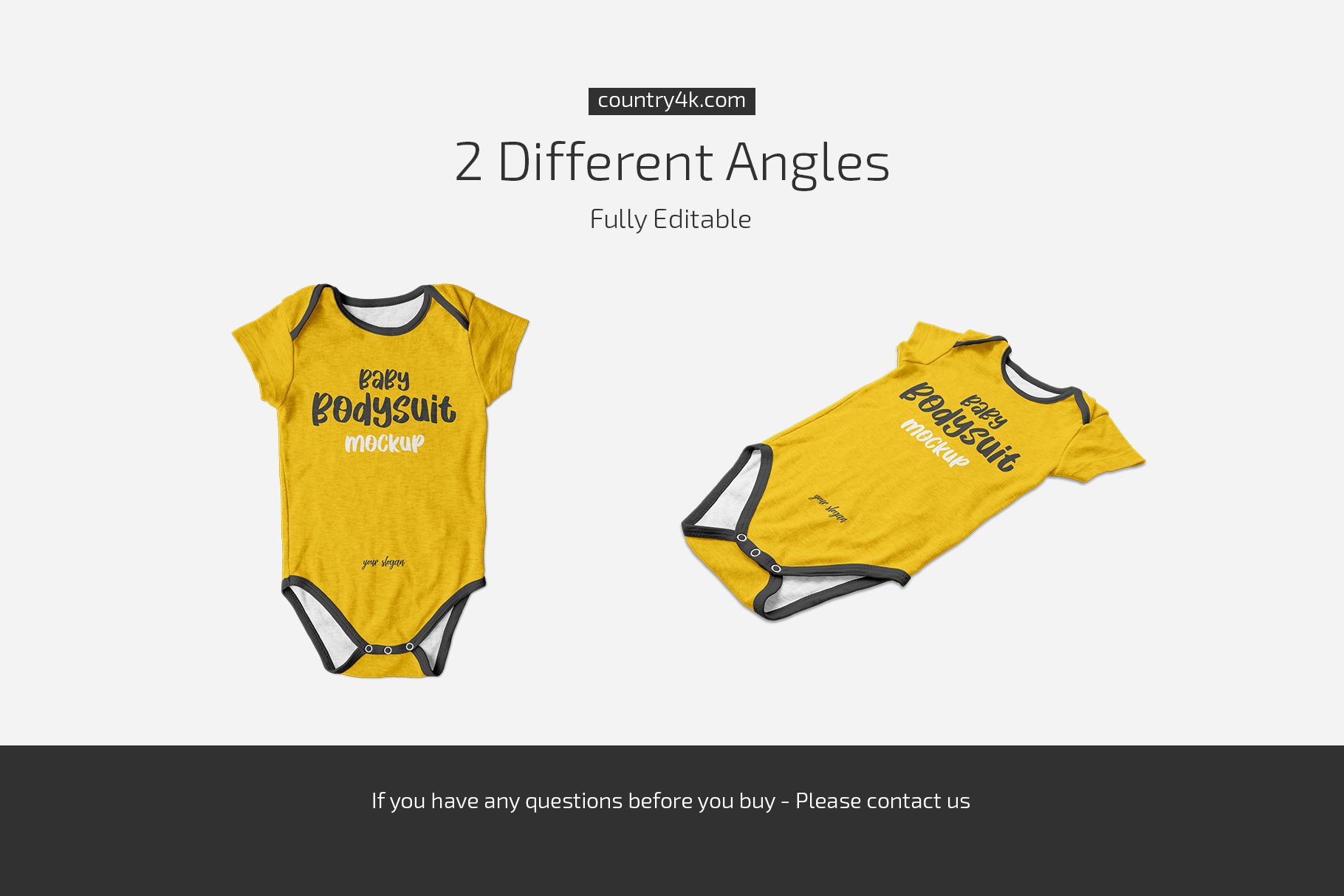 婴儿连衣紧身衣印花图案设计展示样机合集 Baby Bodysuit Mockup Set插图3