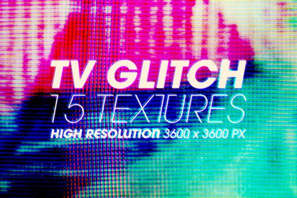 15个高清故障失真模拟电视背景纹理图片设计素材 TV Glitch Textures