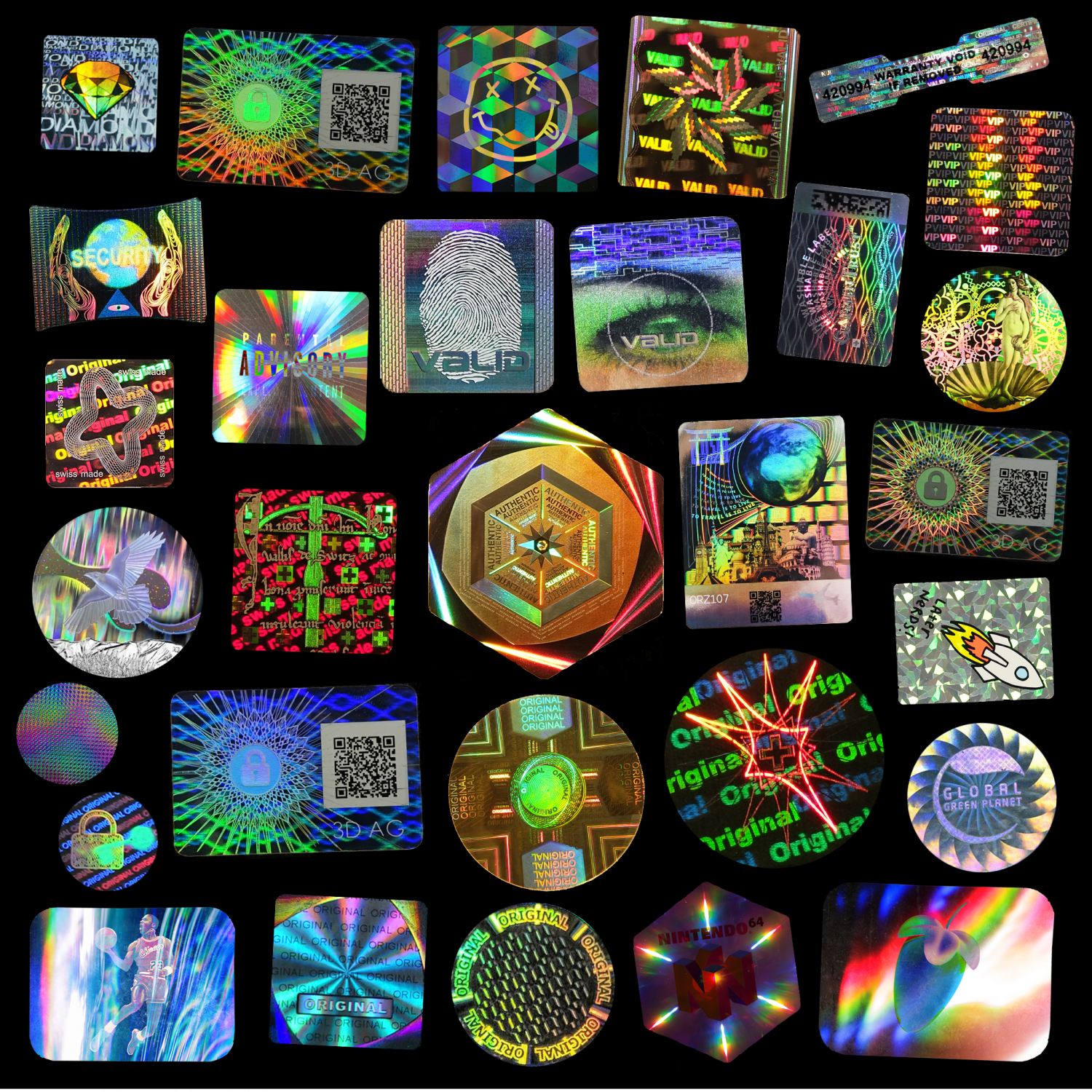 30款潮流全息镭射渐变不干胶贴纸png图片设计素材 pluto dripz –