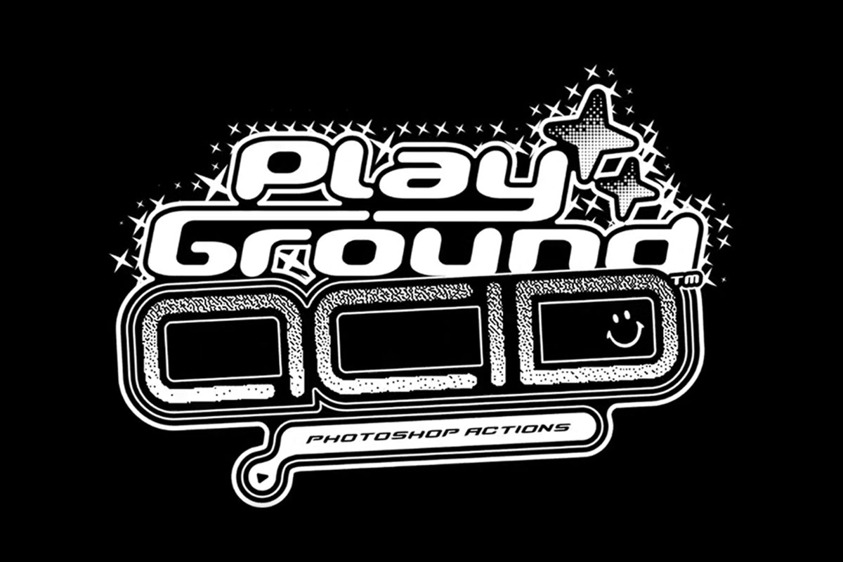 潮流复古酸性嘻哈文字图形特效PS样机动作设计素材 Playground ACID Aciton插图
