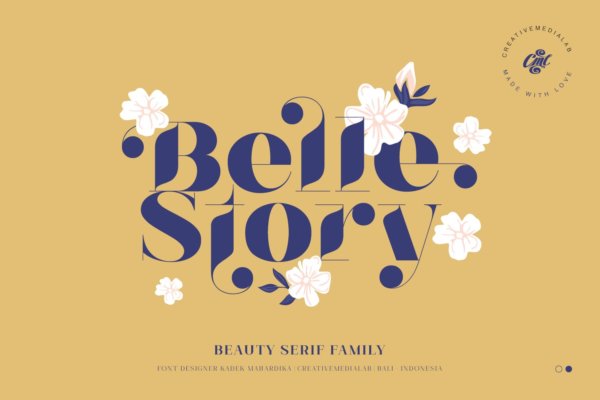 时尚优雅现代复古品牌海报画册标题英文字体设计素材 Belle Story – Beauty Serif Family