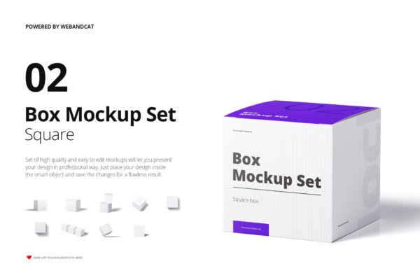 9款方形产品包装纸盒设计展示贴图样机合集 Square Box Mockup Set 02