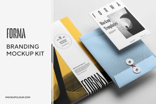 18款高端质感品牌VI设计办公用品画册名片展示样机套件 Forma Branding Mockup Kit