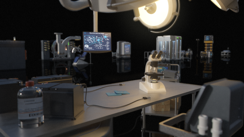 [单独购买] 炫酷科幻未来派秘密科技实验室器械用具3d模型设计素材
