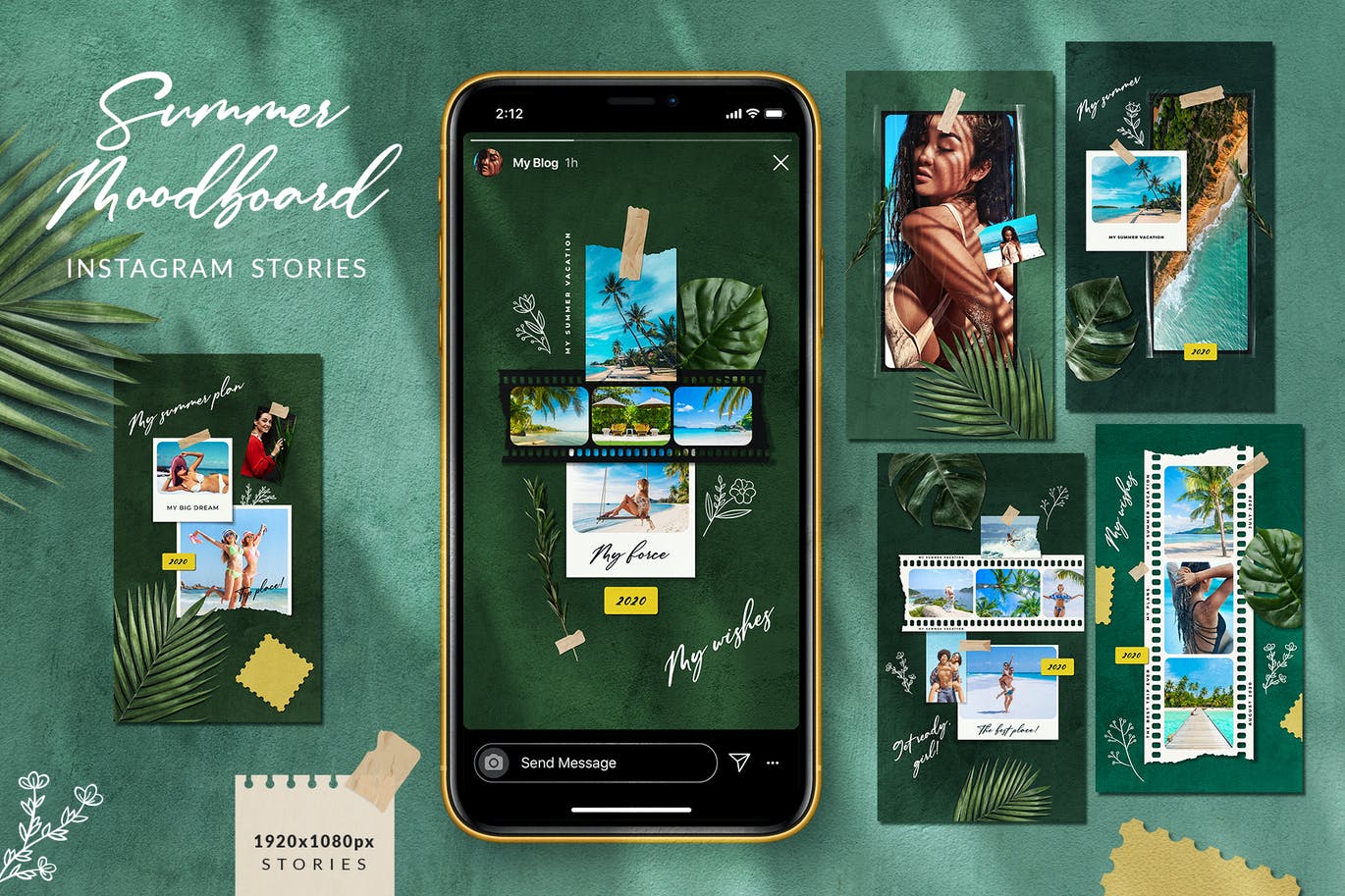 创意夏季撕纸情绪版品牌推广新媒体海报psd模板summermoodboard