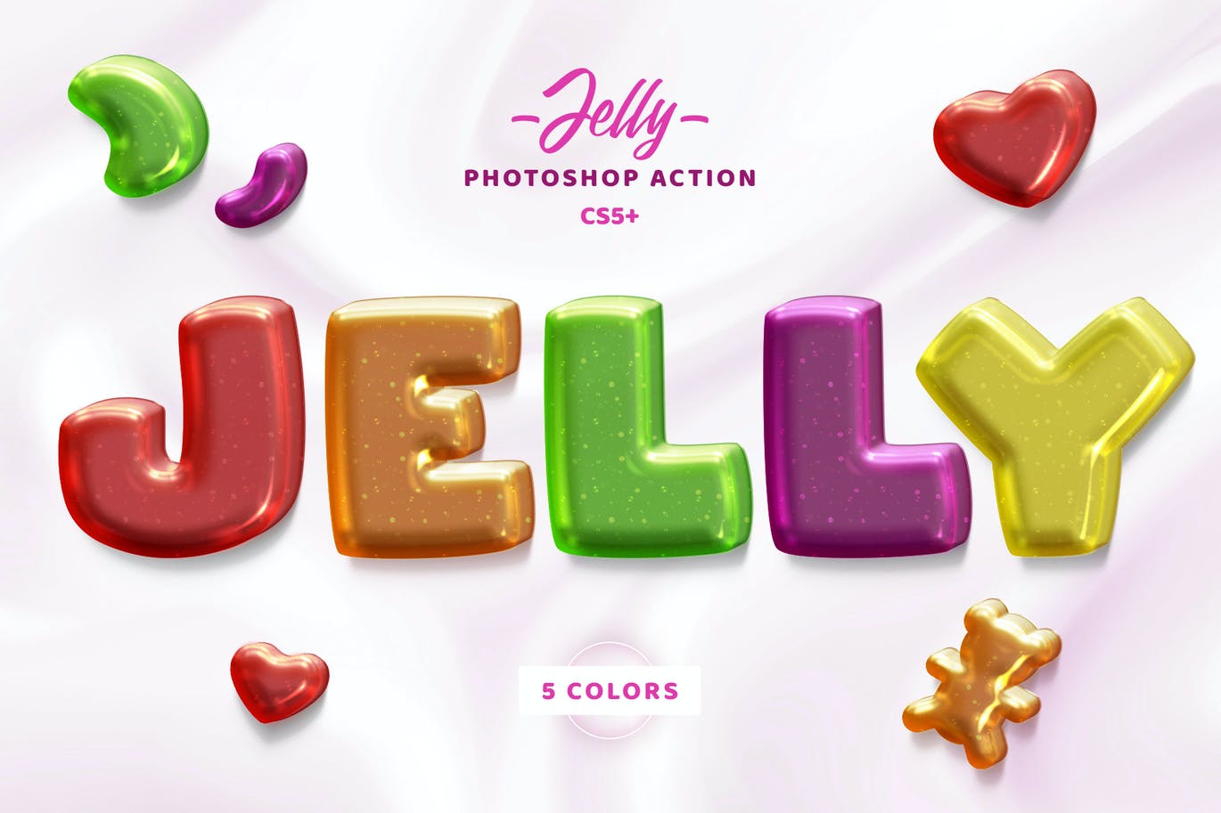 逼真多彩果冻效果标题logo设计ps动作模板 jelly photosop action