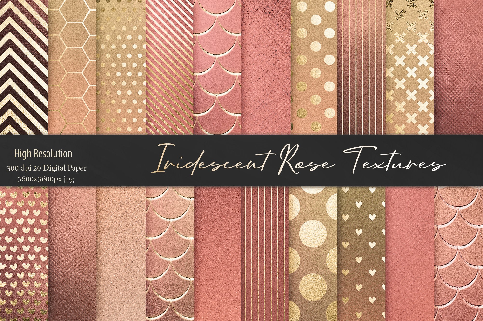 20款高清玫瑰金箔纸纹理海报设计背景图片设计素材iridescentgoldrose