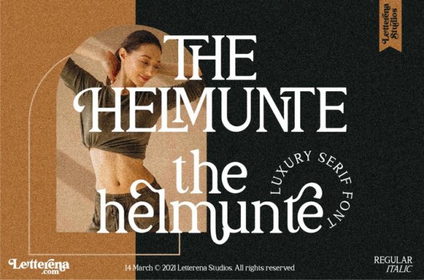 优雅奢华品牌包装标题Logo设计衬线英文字体素材 The Helmunte Font