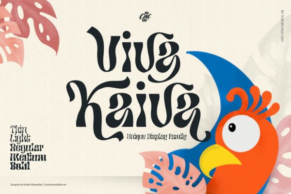 时尚潮流酸性逆反差海报标题徽标Logo设计装饰英文字体素材 Viva Kaiva – Psychedelic Font