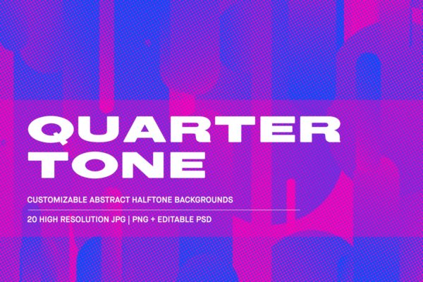 20个高清黑色半调纹理海报设计背景图片PS素材 Quarter Tone – Customizable Backgrounds Pack