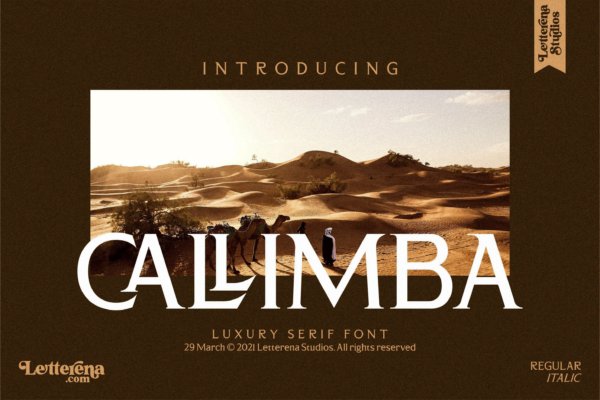 现代奢华品牌徽标Logo海报标题设计衬线英文字体素材 Callimba Font