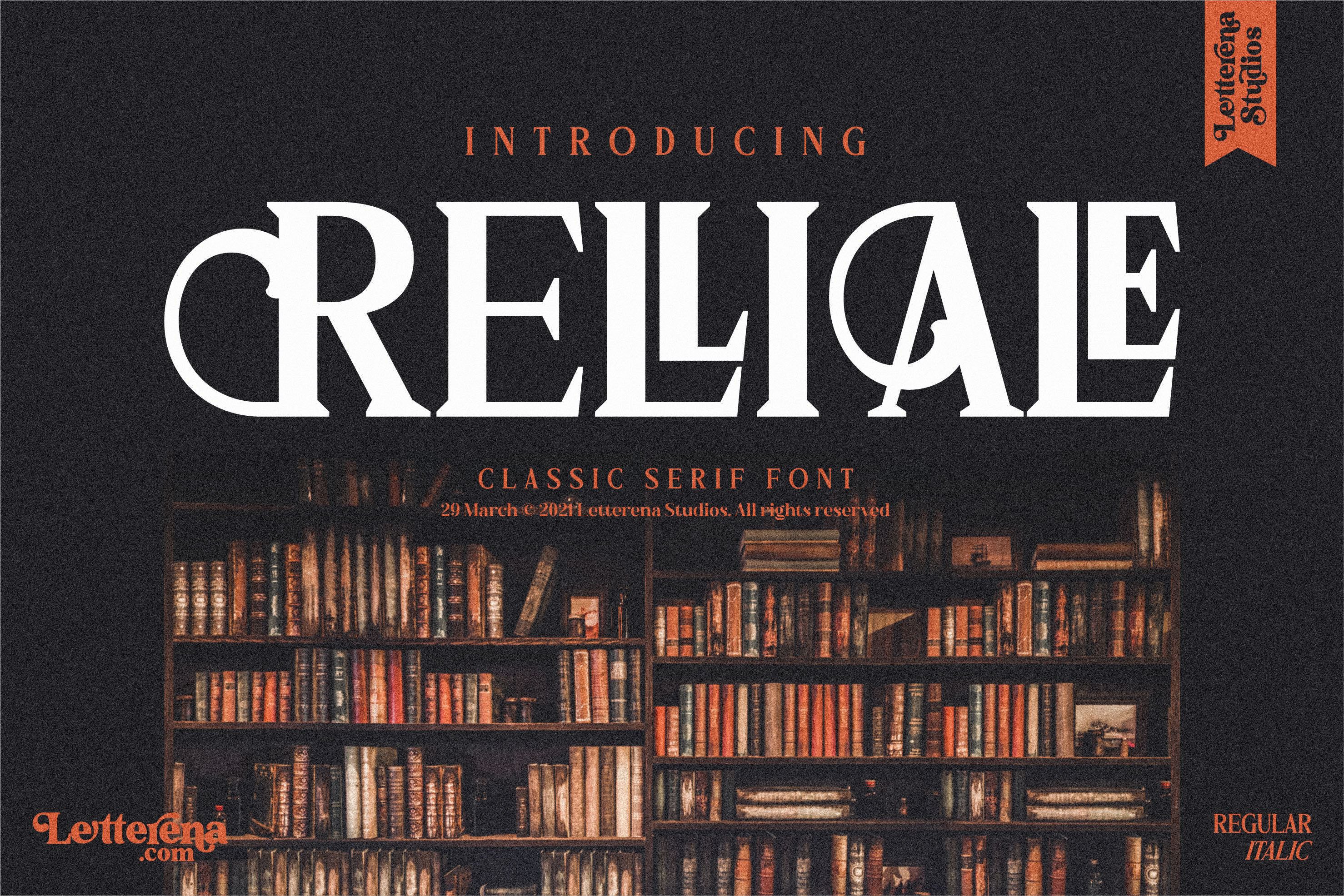 时尚奢华海报杂志标题徽标logo设计衬线英文字体素材 relliale font