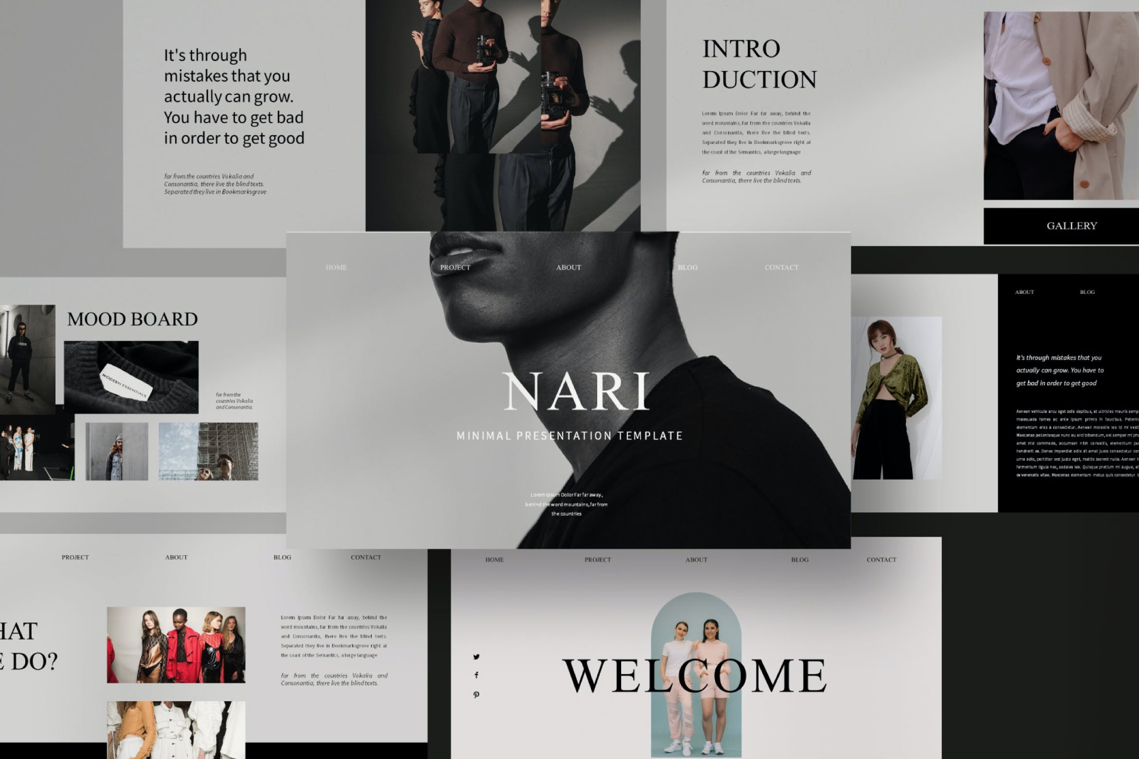 现代简约品牌服装提案简报设计模版 NARI Minimal Bundle Presentation Template插图