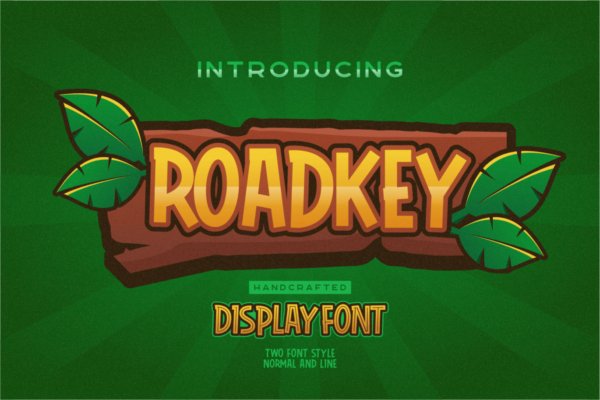 现代时尚卡通标题徽标Logo设计无衬线英文字体素材 Roadkey Kids Font
