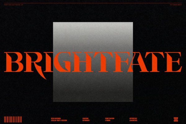 潮流逆反差杂志海报标题Logo设计衬线英文字体素材 Brightfate Font