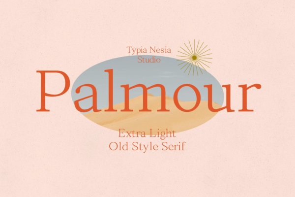 经典优雅奢华杂志海报标题品牌徽标Logo设计 Palmour Light Font