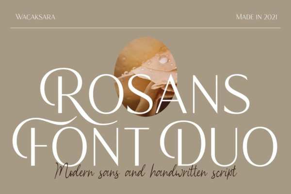 时尚优雅画册杂志标题Logo设计无衬线英文字体素材 Rosans – Font Duo