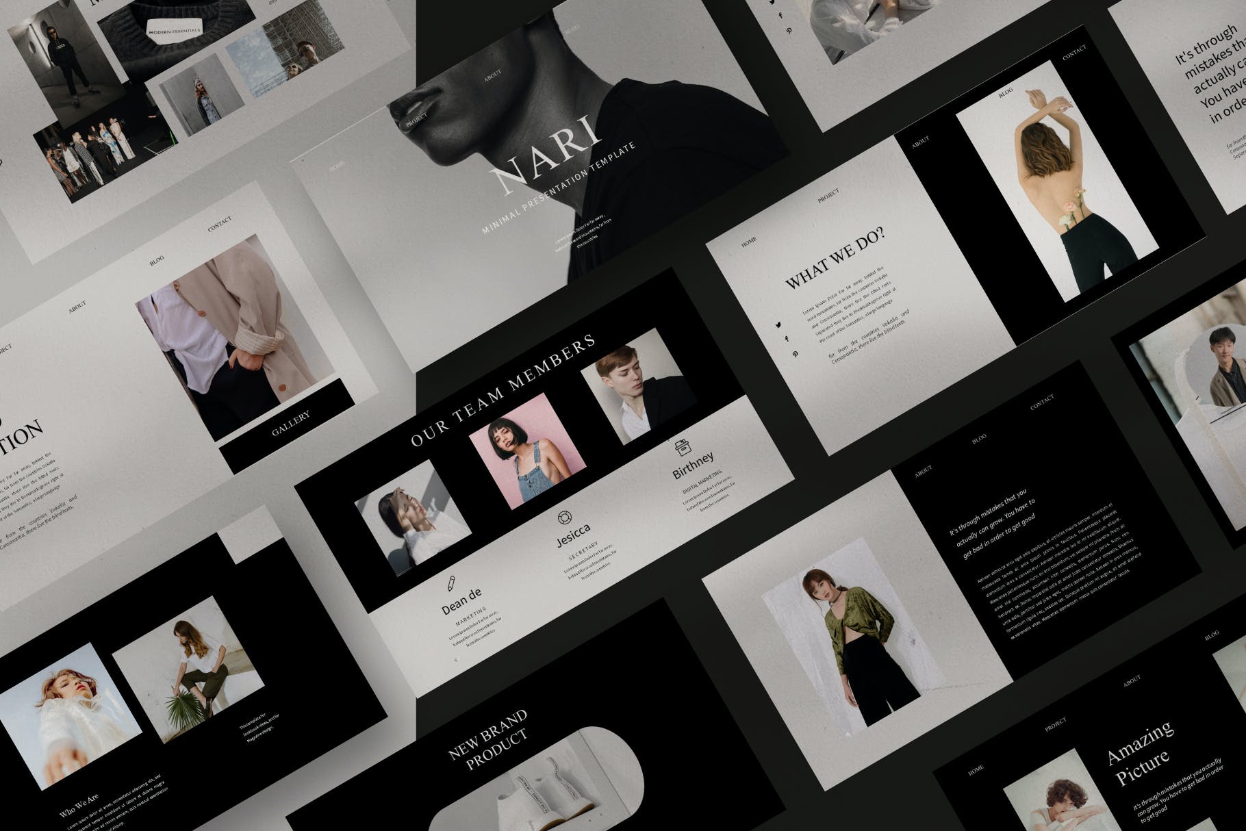 现代简约品牌服装提案简报设计模版 NARI Minimal Bundle Presentation Template插图1