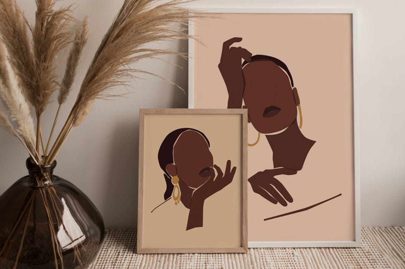 6个非洲女孩肖像装饰图案手绘插画矢量设计su’c African Girls Portrait Prints插图1