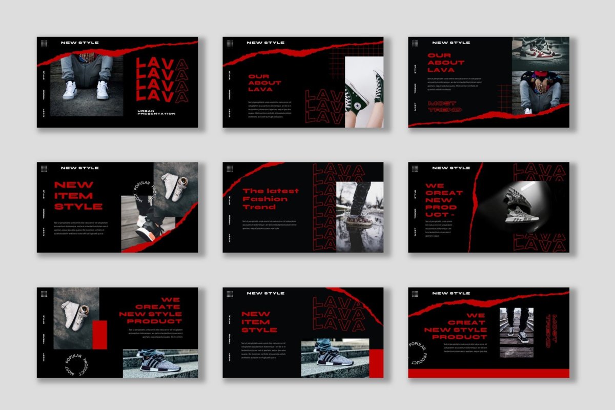 潮流街头服装摄影作品集演示文稿Keynote设计模板 Lava Keynote Template插图2