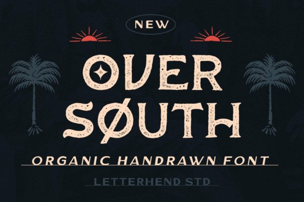 时尚复古杂志海报标题徽标Logo衬线英文字体素材 Over South