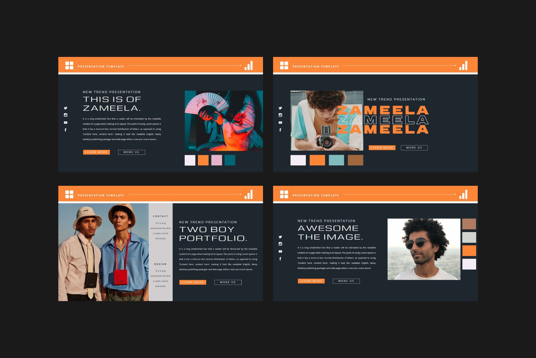 潮流品牌服装摄影作品集演示文稿设计模板 ZAMEELA Powerpoint Template插图4