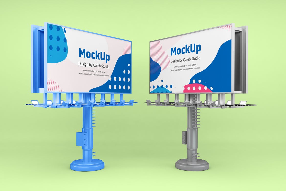 5款多角度路牌高速广告牌设计PS智能贴图样机模板 Billboard Mockup插图4