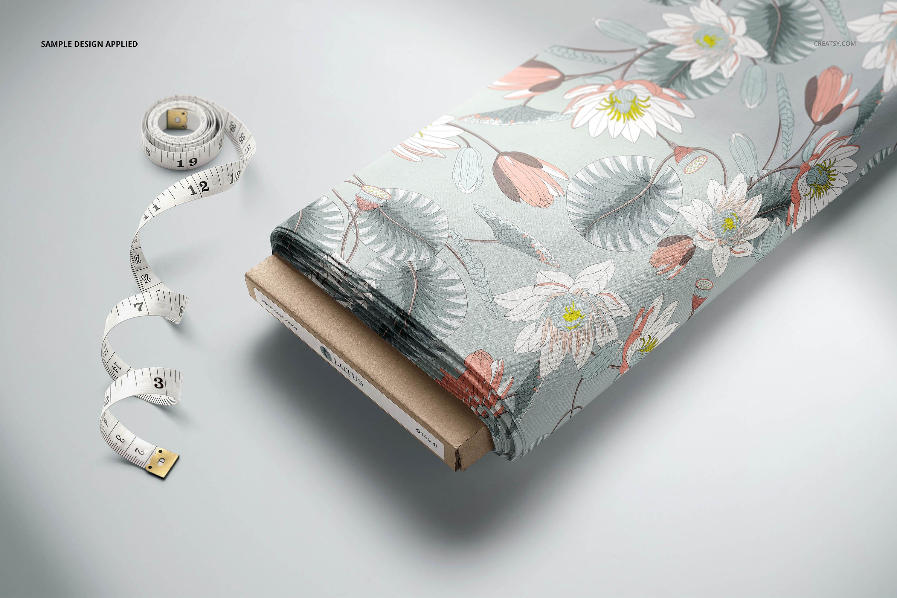 螺栓折叠纺织品布料印花图案设计ps贴图样机素材 fabric bolt mockup