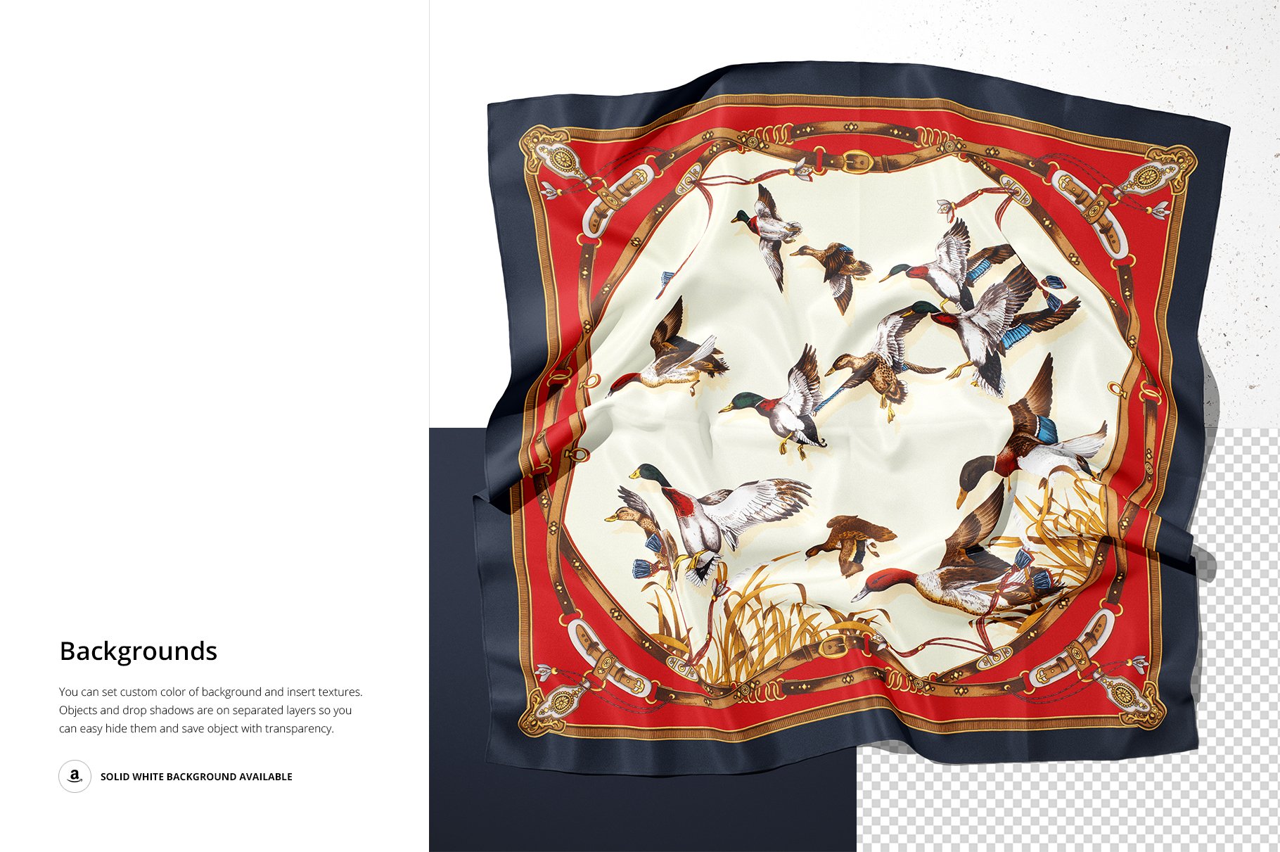 时尚真丝丝绸围巾印花图案设计展示样机 silk scarf box mockup set