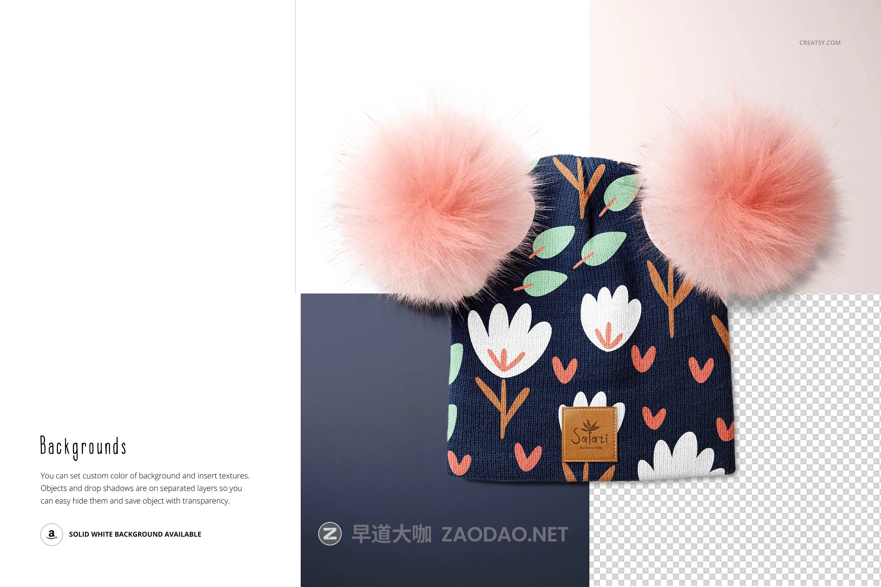 毛绒绒绒儿童毛线无檐小便帽设计展示样机集 Beanie with Fur Pompons Mockup Set插图8 毛绒绒绒儿童毛线无檐小便帽设计展示样机集 Beanie with Fur Pompons Mockup Set插图8