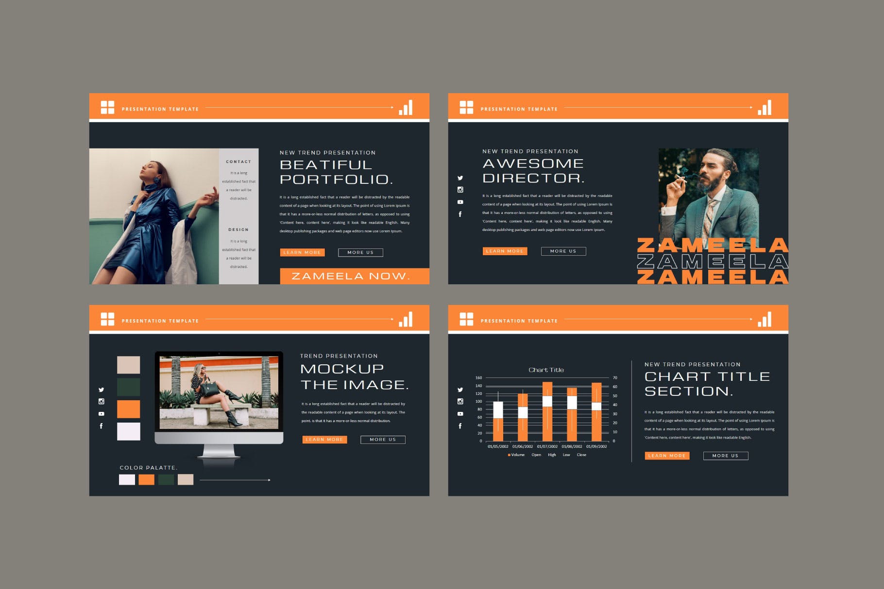 潮流品牌服装摄影作品集演示文稿设计模板 ZAMEELA Powerpoint Template插图5
