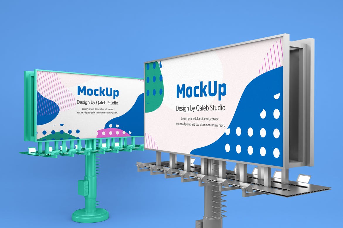 5款多角度路牌高速广告牌设计PS智能贴图样机模板 Billboard Mockup插图6