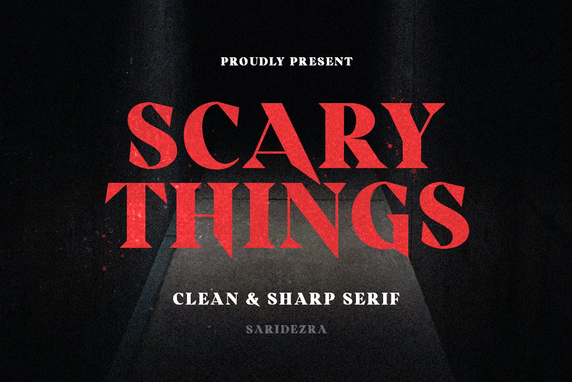 恐怖惊悚海报标题衬线英文字体设计素材 scary things sharp serif