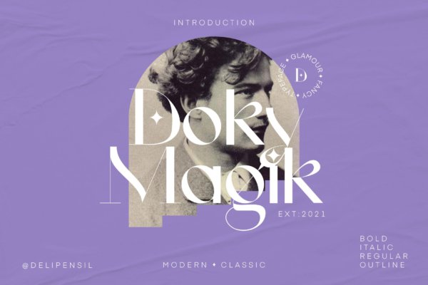 现代经典酸性杂志海报标题徽标Logo设计无衬线英文字体素材 Doky Classic Modern Typeface