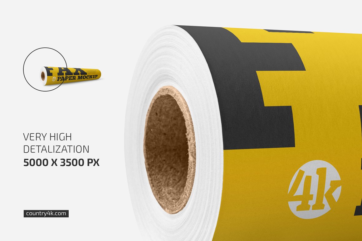 哑光保鲜膜传真纸卷设计贴图样机套装 Matte Fax Paper Roll Mockup Set插图2