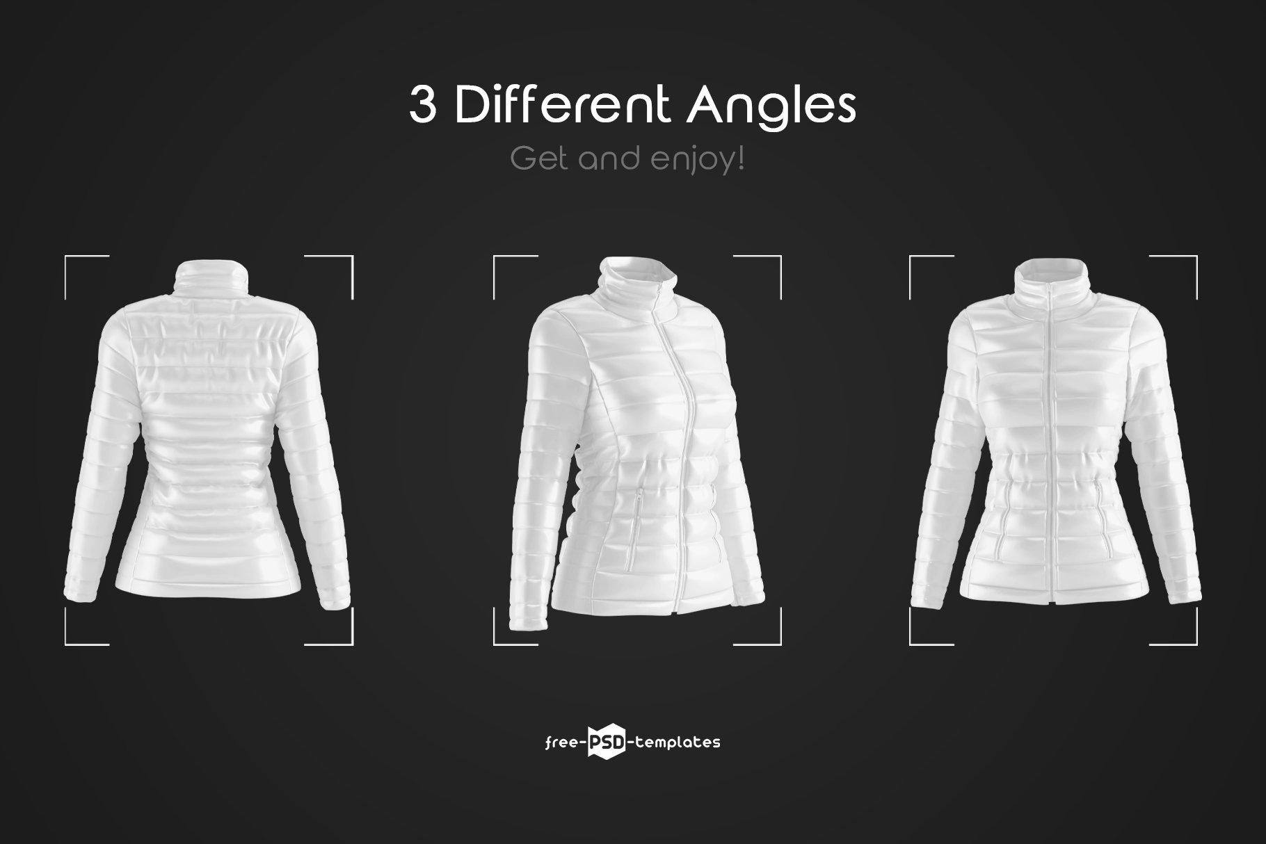 时尚女士羽绒服印花图案设计PSD样机模板 Womens Down Jacket Mockup Set插图3