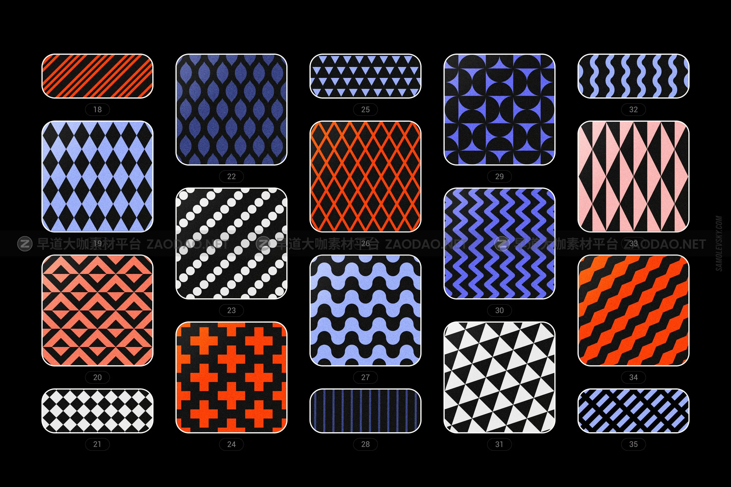 70款炫彩活力几何图形无缝隙图案底纹海报设计背景图片素材 Vibrant Geometric Seamless Patterns插图5