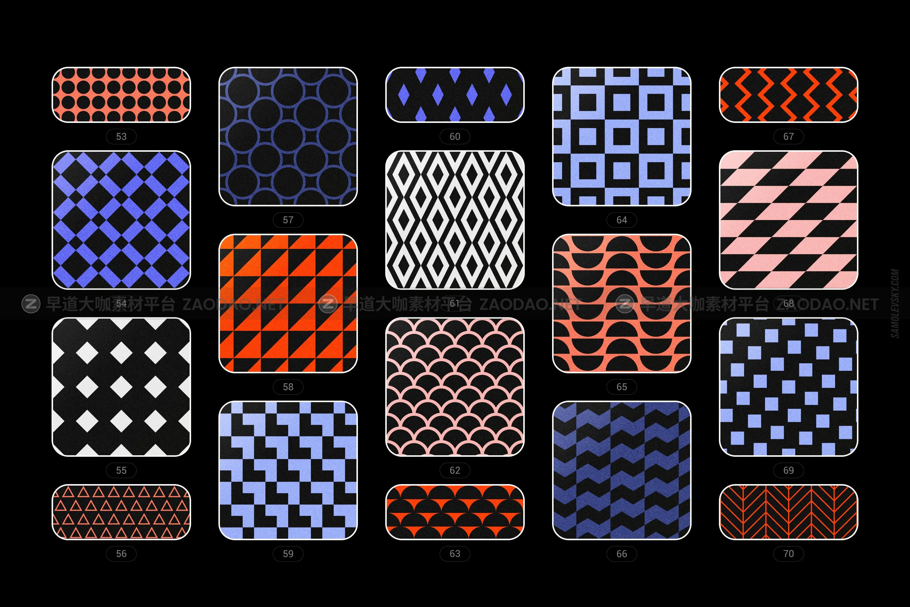 70款炫彩活力几何图形无缝隙图案底纹海报设计背景图片素材 Vibrant Geometric Seamless Patterns插图10