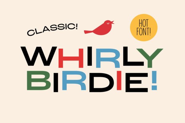 现代复古海报画册杂志Logo标题无衬线英文字体素材 Whirly Birdie Variable Font